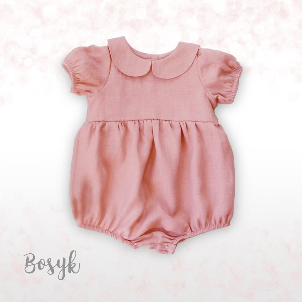 NEW - Short Sleeve Pink Peter Pan Romper Baby Girl - Spring Romper Baby Girl